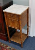 A Victorian faux bamboo bedside cupboard W.38cm