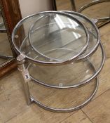 A glass and chrome side table W.54cm