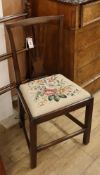 A George III dining chair, a Victorian folding towel rail and stool