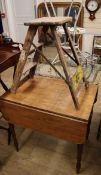 A Victorian Pembroke table and a set of small folding steps