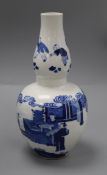 A Chinese blue and white gourd shaped vase