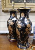 A pair of Chinese style lamps and blue and white vases