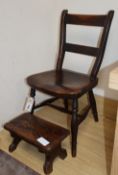 A Victorian Windsor child's chair and oak stool