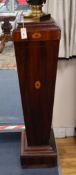 An Edwardian inlaid mahogany pedestal H.120cm