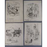 Alan Wright (1864-1959), 9 pen and ink illustrations for Professor Philanderpan and G.E. Farrow, c.