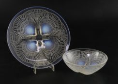 A Rene Lalique 'Coquille' pattern small plate, No. 3012 and a similar bowl, No. 3204, each with