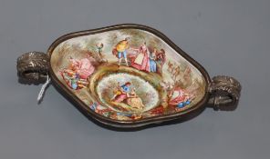 A late 19th/early 20th century Austro-Hungarian 800 standard white metal mounted hand painted