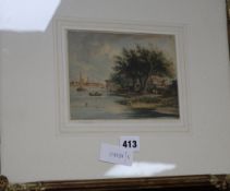 John Varley, watercolour, Near Chiswick, signed, dated on the mount 1819, 13 x 17cm