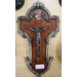 A French gilt metal mounted mahogany crucifix height 47cm