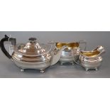 A George V silver three-piece tea service, Sheffield, 1921, gross 35.5 oz.