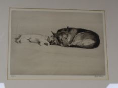 Cecil Aldin, etching, "Inseparable", signed in pencil, 80/100, 21 x 30cm