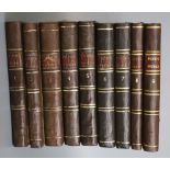 Pope, Alexander - Works, 9 vols, 8vo, engraved frontis and 23 other plates, drab boards, rebacked in