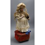 A Roullet et Decamps 'lady with powder puff and mirror' automaton with a closed mouth Jumeau head,
