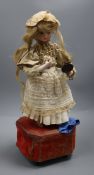 A Roullet et Decamps 'lady with powder puff and mirror' automaton with a closed mouth Jumeau head,