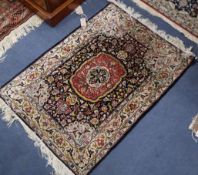 A small Nain silk medallion rug 96 x 68cm