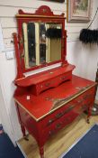 A 1920's chinoiserie lacquered dressing table W.106cm