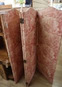 A four fold fabric dressing screen H.145cm