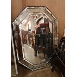 An octagonal Venetian style mirror H.144cm