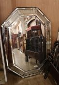 An octagonal Venetian style mirror H.144cm