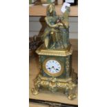 A French Empire style bronze figural mantel clock height 51cm