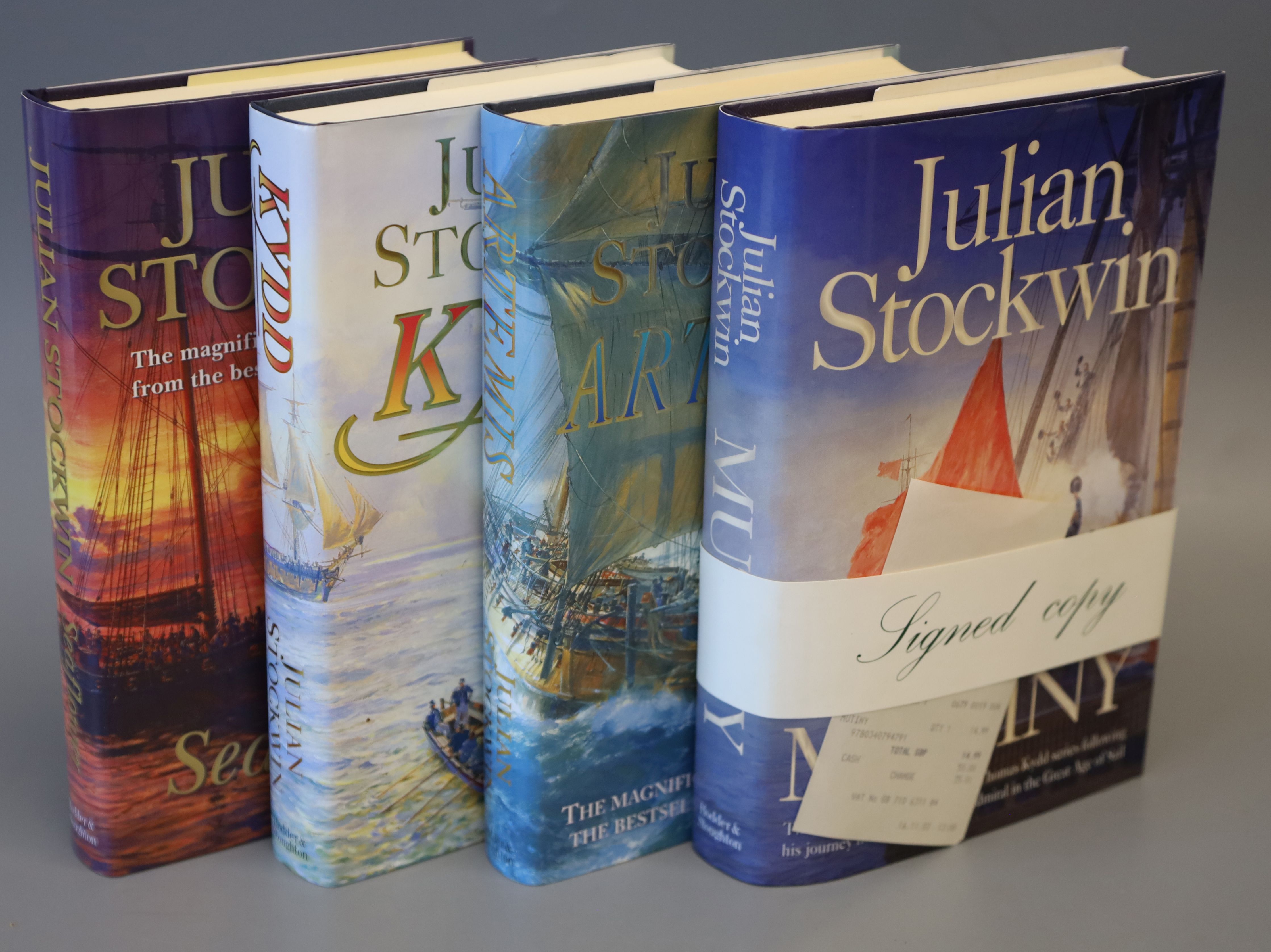 Stockwin, Julian - Four 1st editions from the Thomas Kydd series - Kydd, signed, 1988; Artemis 2002;