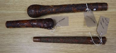 Three Japanese cane handles