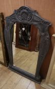 A grey painted wall mirror H.120cm