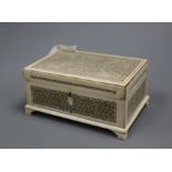 A 19th century Indian export ivory box width 13.5cm