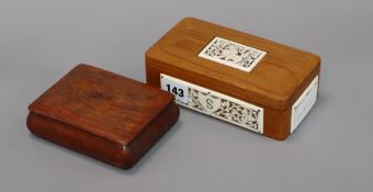 A hardwood and bone box, and another longest 17cm