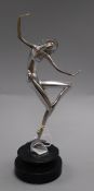 An Art Deco style plated bronze of a female dancer height 26cm