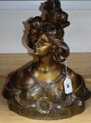 After Aurilli. A bronzed spelter bust "Printemps" height 42cm