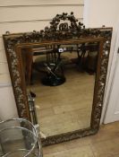 A late 19th century French silvered/gilt overmantel mirror H.138cm