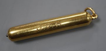 An 18ct gold-cased propelling pencil, initialled.