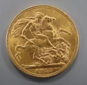 A 1918 gold sovereign.