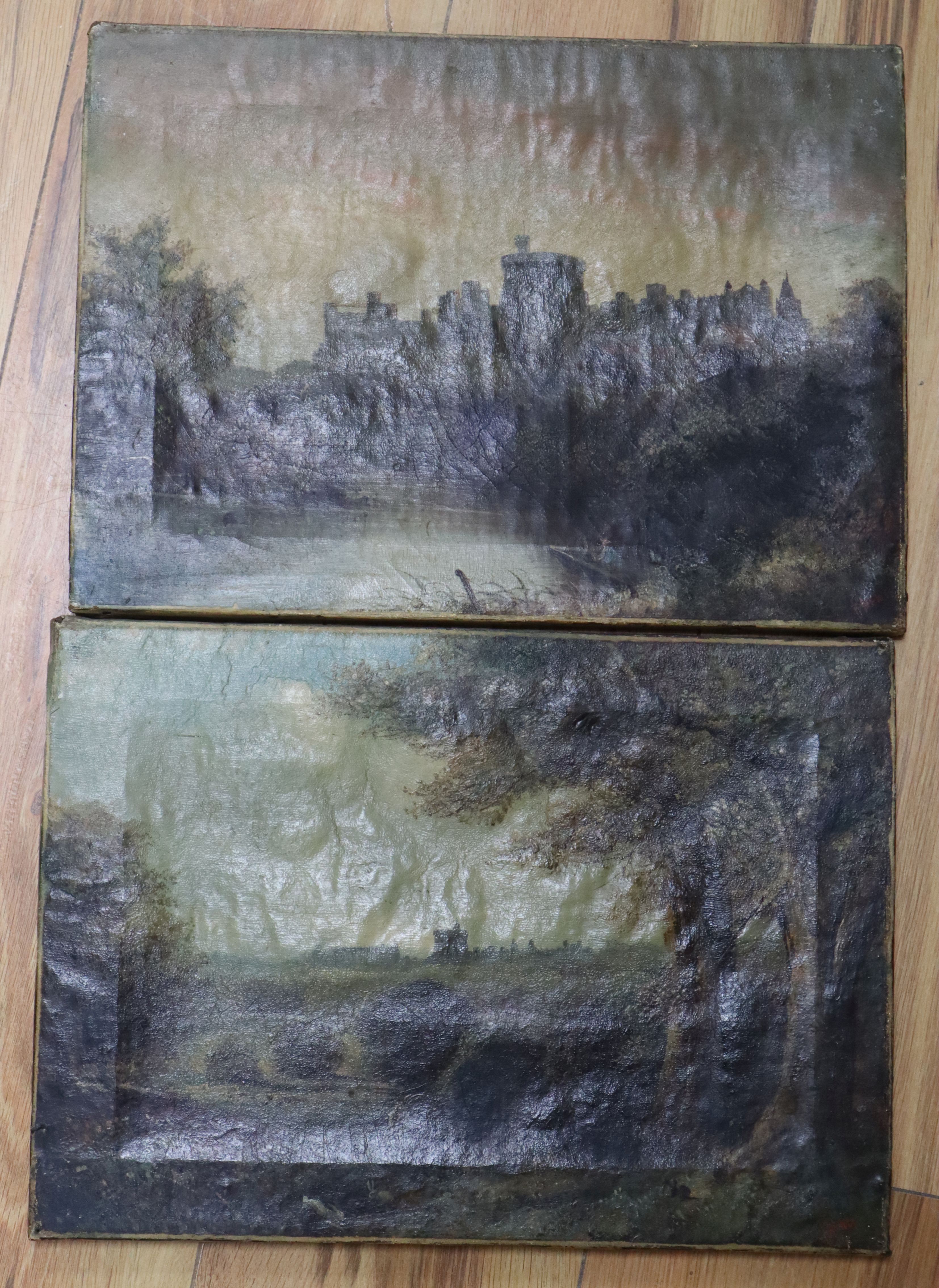 Harry Foster Newey (1858-1933), pair of oils on canvas, Views of Windsor Castle, signed, 25 x