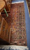 A Bokhara rug, woven with two rows of five hexagons 190 x 120cm