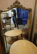 A Victorian French giltwood and gesso overmantel mirror H.146cm