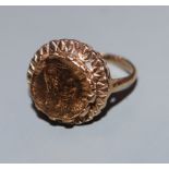 A 9ct gold ring set with an Emperor Maximillian gold coin