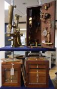 A. Ross, London, a 19th century lacquered brass binocular scientific microscope, number 1931 etc