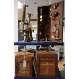A. Ross, London, a 19th century lacquered brass binocular scientific microscope, number 1931 etc