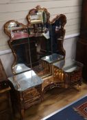 A peach mirrored dressing table W.115cm