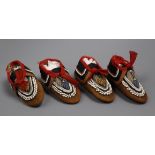 Two pairs of North American Indian childrens shoes
