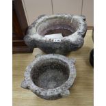 Two Victorian marble mortars largest diameter 38cm