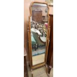 A Queen Anne style walnut cheval mirror H.160cm
