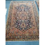 A Kashan / Isphahan blue ground rug 190 x 130cm