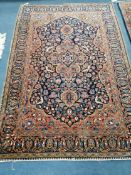 A Kashan / Isphahan blue ground rug 190 x 130cm