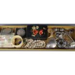 Mixed jewellery including silver brooch, Scottish hardstone brooch, costume etc.