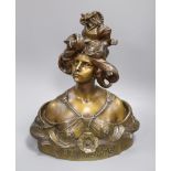 After Aurilli. A bronzed spelter bust "Printemps" height 42cm