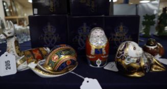 A collection of Royal Crown Derby Imari paperweights, including 'Harbour Seal', No. 3284/4500, '