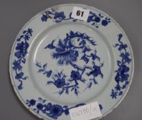 An 18th century English delftware plate diameter 22cm